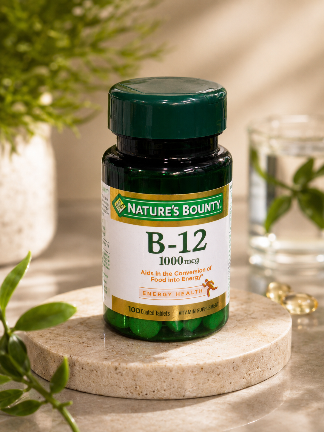 Nature's Bounty Vitamin B-12 1000 mcg (100 Coated Tablets) – Energy Support & Vitamin B12 Supplement