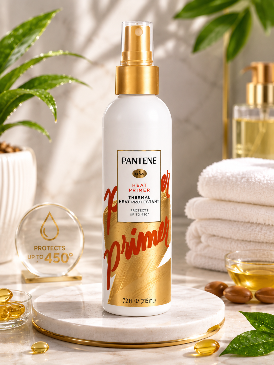Pantene Pro-V Heat Primer Thermal Heat Protectant Spray 215ml | Protects Up to 450°F | Original Imported