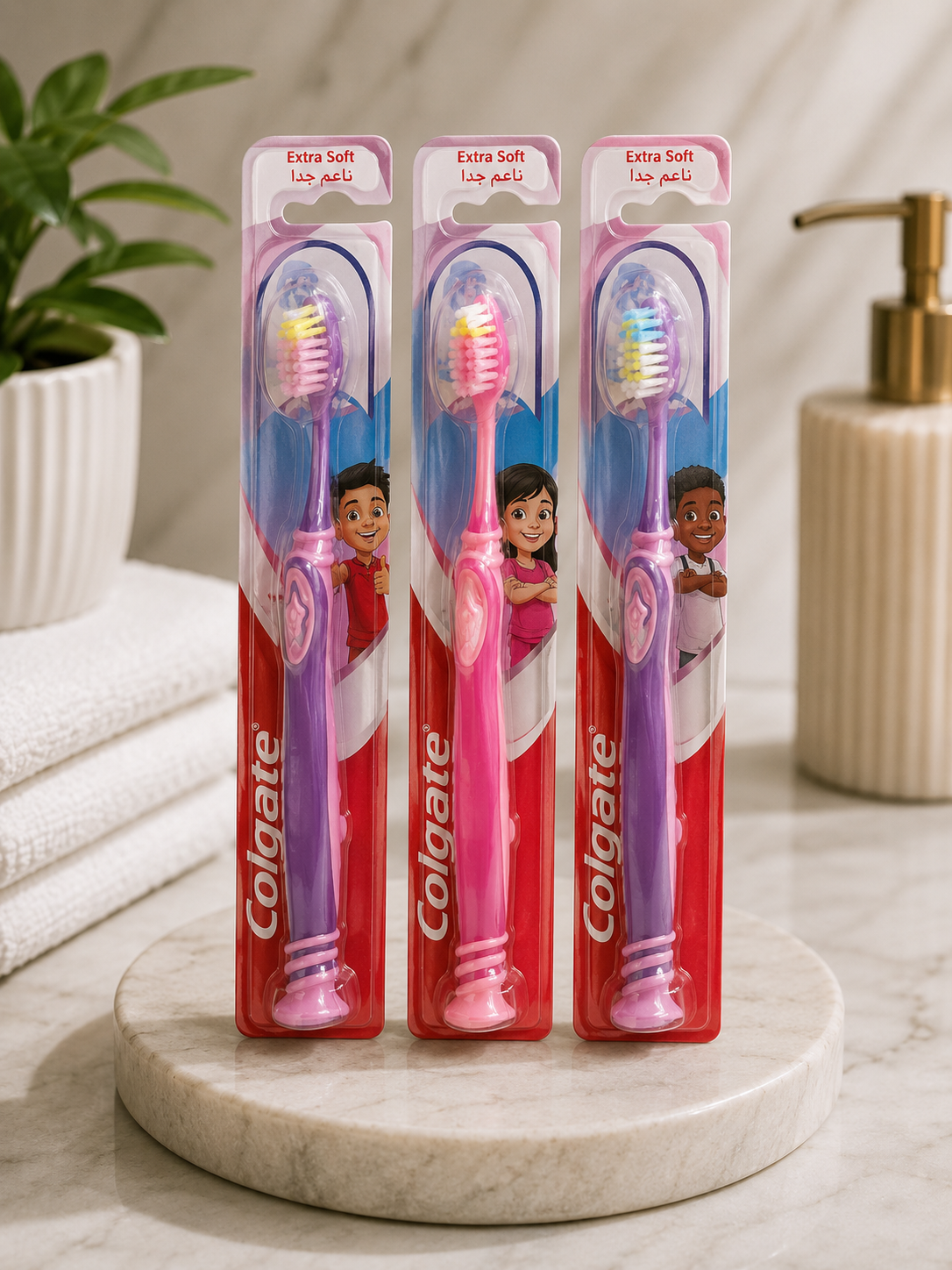 Colgate Kids Extra Soft Toothbrush  Gentle Care for Children  Colorful & Comfortable Grip