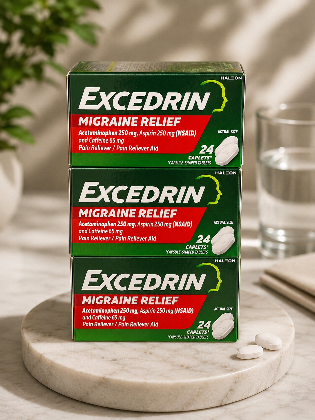 Excedrin Migraine Relief 24 Caplets  Fast-Acting Pain Relief  Imported