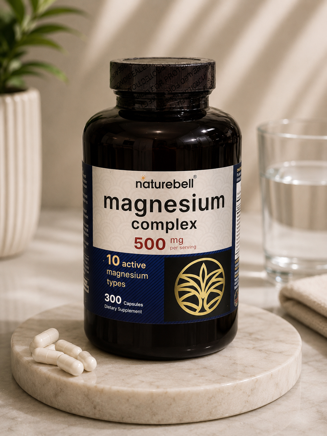 NatureBell Magnesium Complex 500mg  10 Active Magnesium Types  300 Capsules  Imported