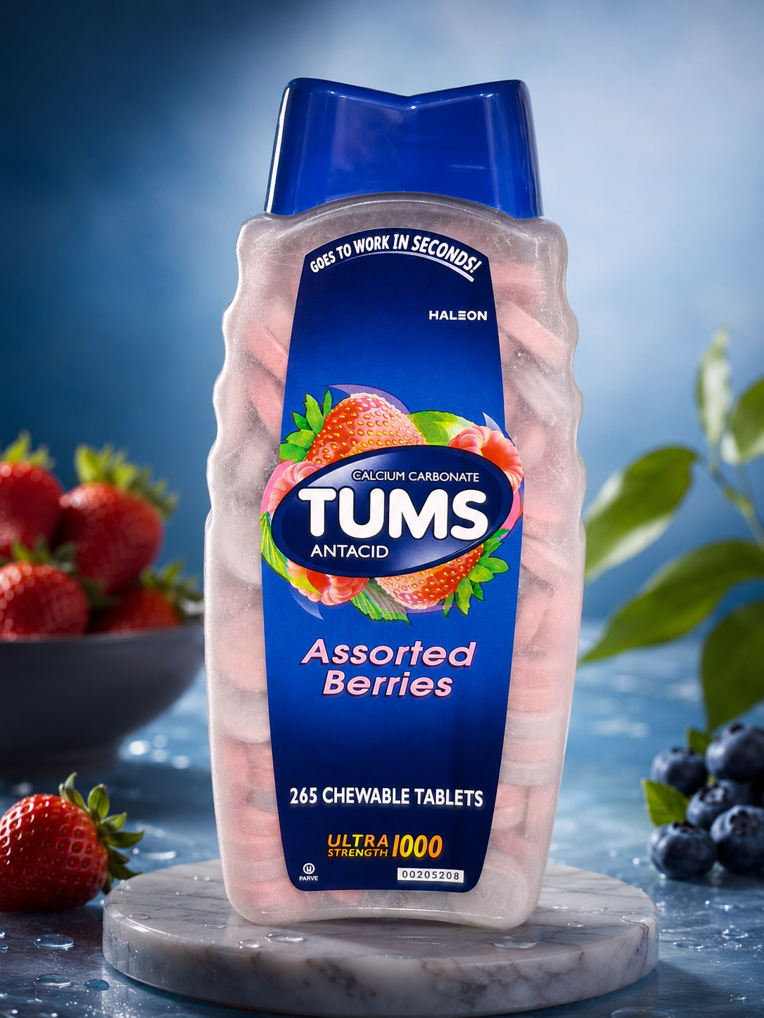 TUMS Ultra Strength 1000 Assorted Berries Antacid – 265 Chewable Tablets  Fast Heartburn & Acid Relief (Imported USA)