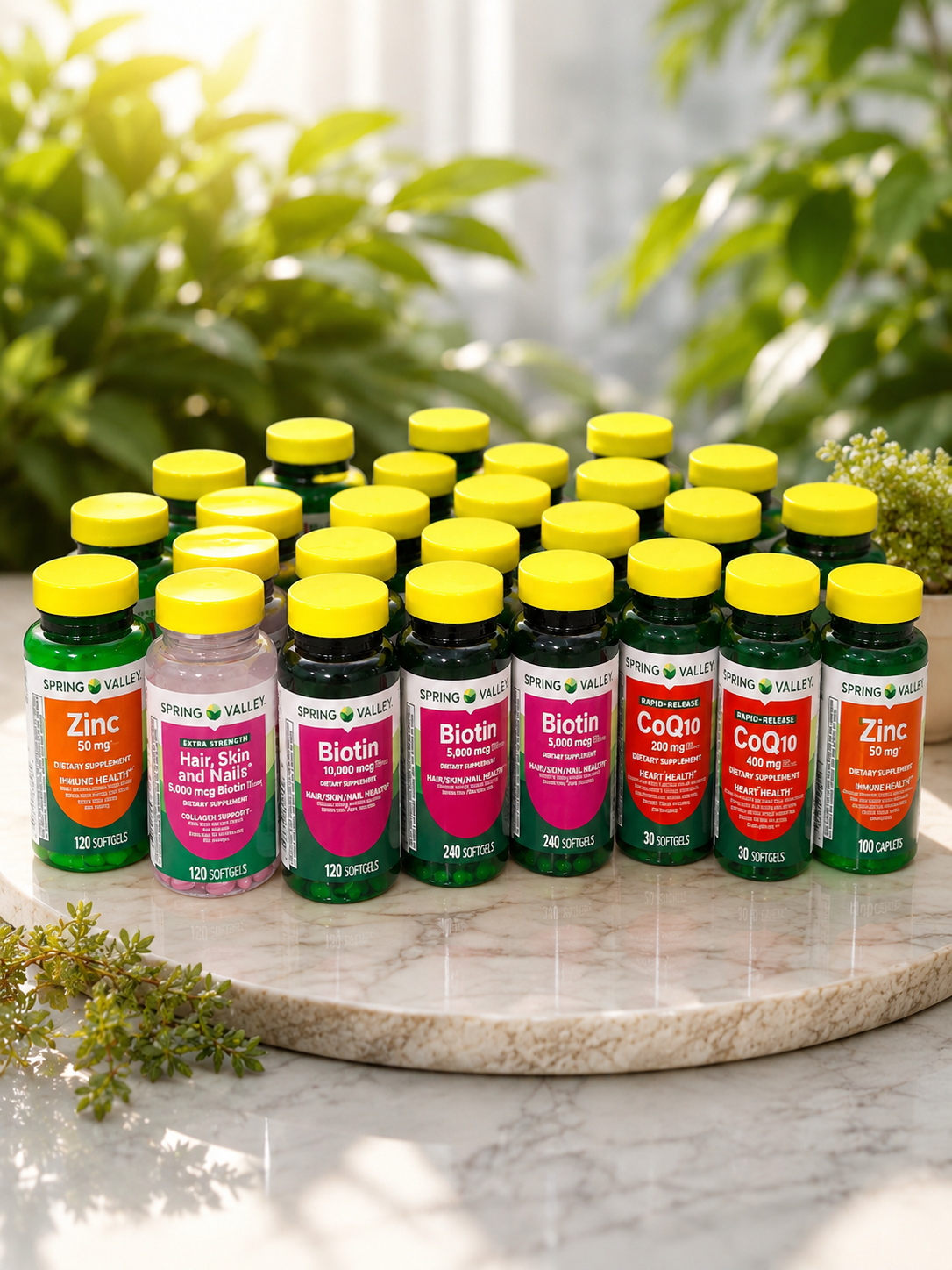 Spring Valley Imported Vitamins & Supplements  Biotin, CoQ10, Zinc, Hair Skin & Nails  Original USA
